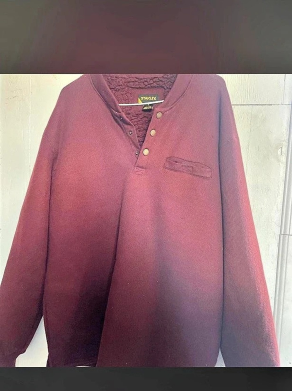 Stanley Sherpa Lined Thermal Snap Pullover Burgundy